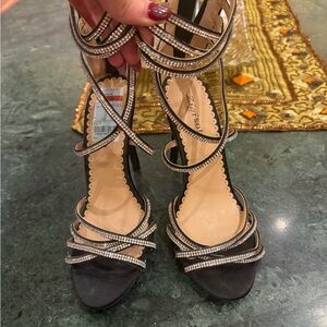 J.Renee Black and Silver Strappy Heels